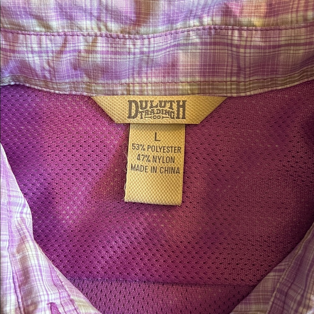 Duluth Trading Co Lavender Plaid Shirt - Picture 3 of 5